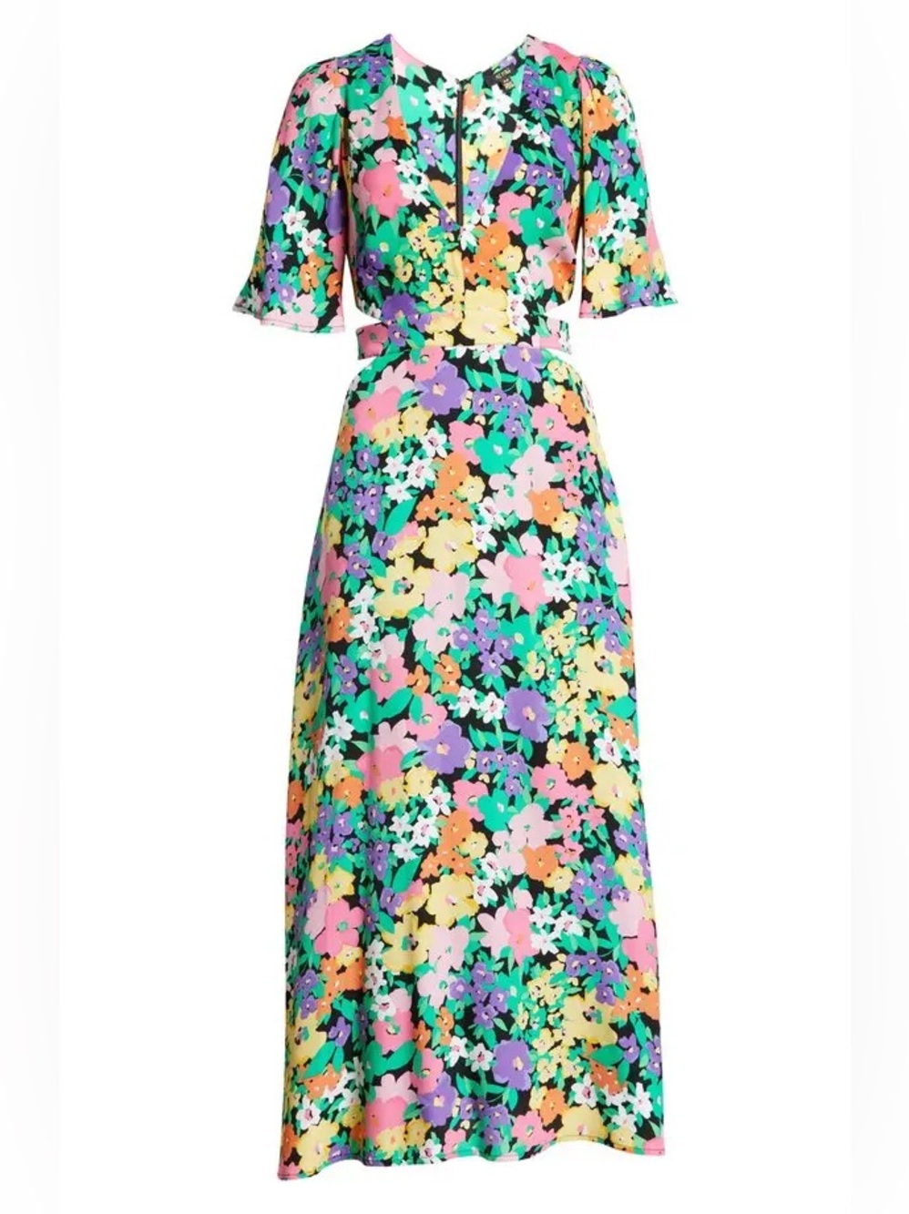 AFRM Floral V-Neck Maxi Dress With Side Cutouta in Multicolor NWOT - Picture 4 of 12